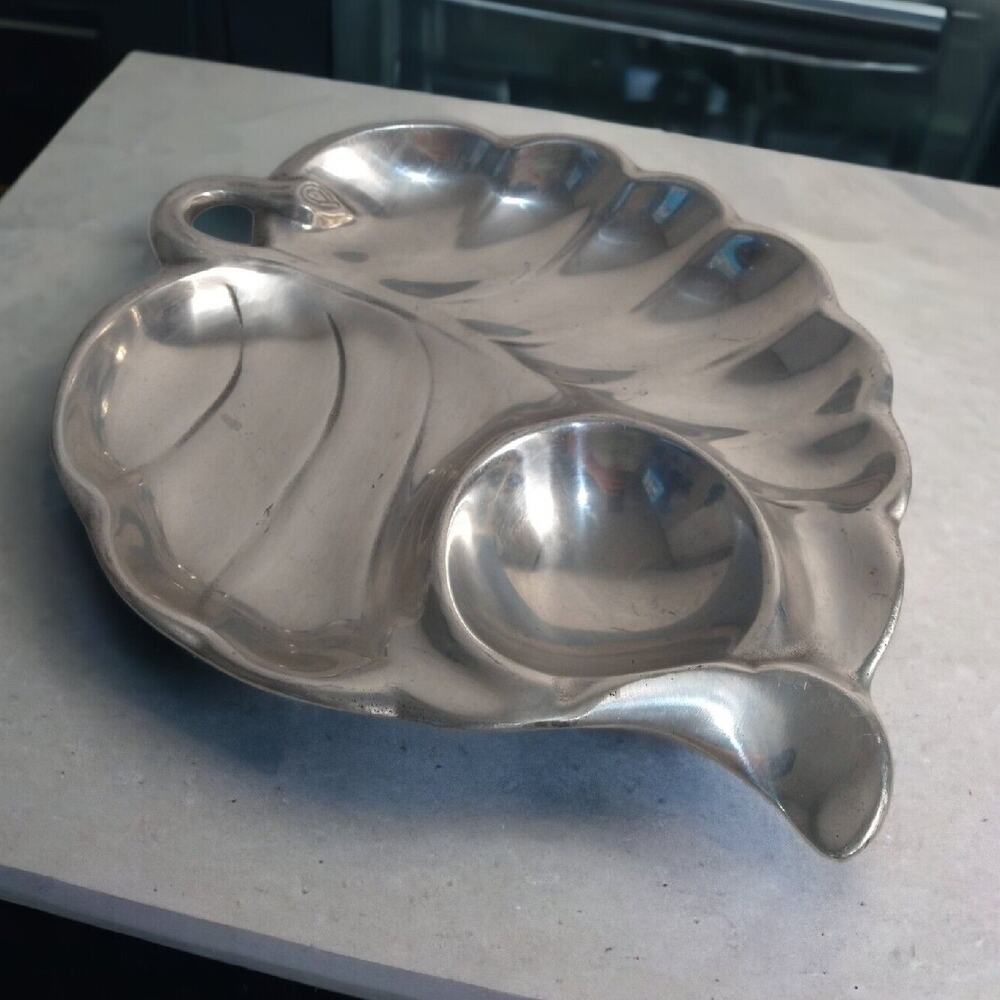 Vintage Cast Craft Leaf Chip & Dip Tray 14"x11" Columbia PA Aluminum
